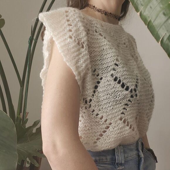 Tops - Vintage 70s Crocet Top Soft Sheer Lace Cottagecore
